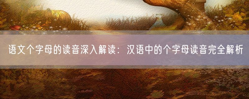 语文个字母的读音深入解读：汉语中的个字母读音完全解析